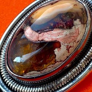 Mexican Fire Opal Sterling 950 silver necklace